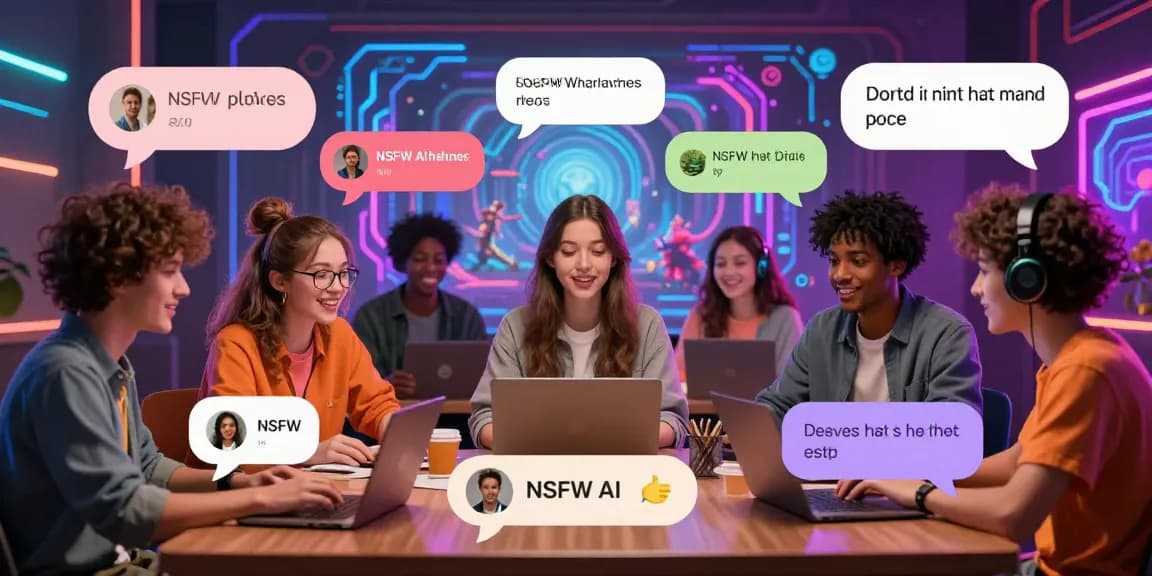 Vibrant digital environment showcasing nsfw ai chat avatars engaged in lively conversations.