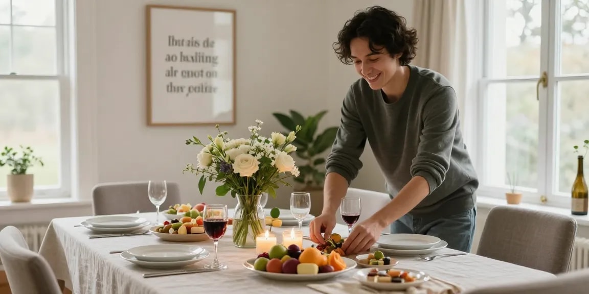 Creating a warm atmosphere for entertaining blogs with beautifully set table and inviting decor.