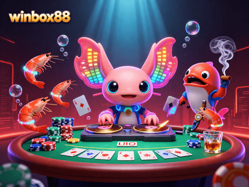 Engage in excitement at winbox88 with dancing sea creatures in an ultra-detailed underwater casino scene.