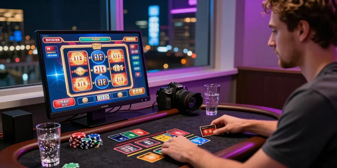 Online credit card casino gaming experience at https://jumpspace.org.uk with vibrant games, stylish setup, and city view.