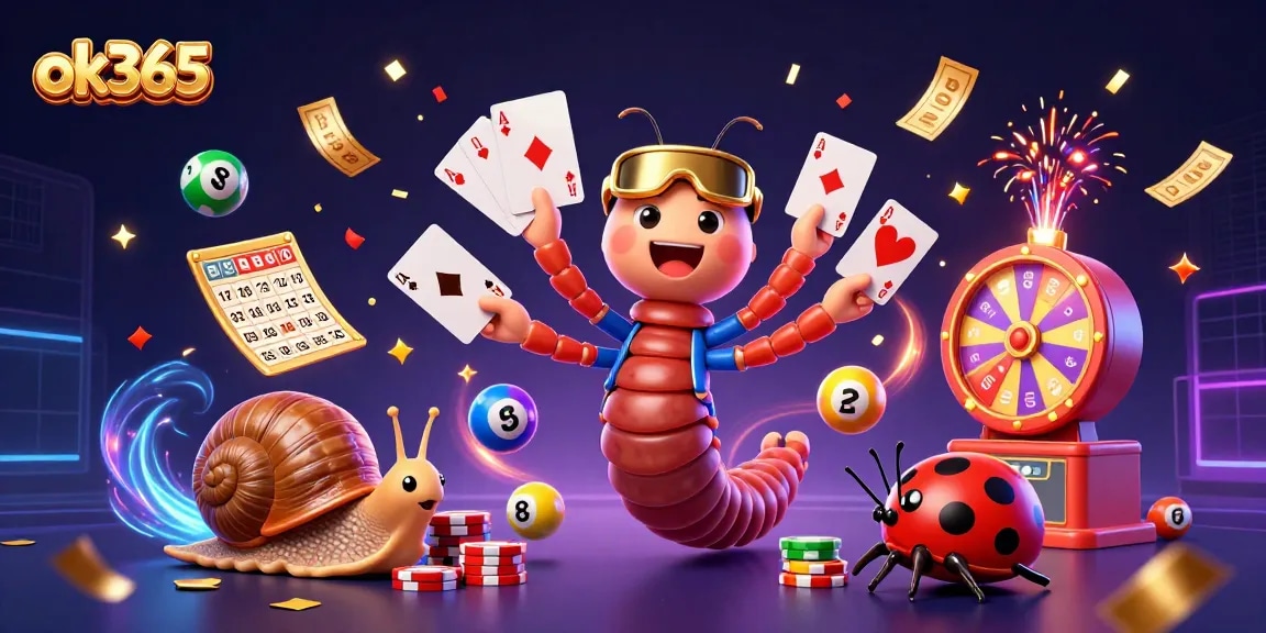 Engage in thrilling games at ok365 with vibrant illustrations showcasing exciting casino elements.