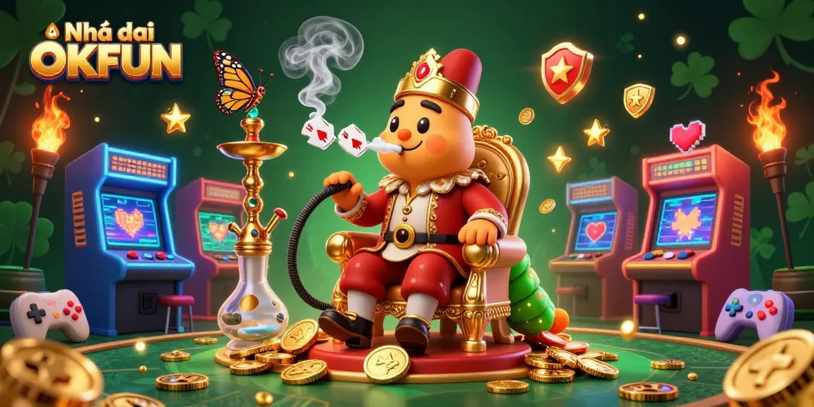 Experience the thrill of Nhà cái OKFUN with vibrant casino-themed graphics and engaging elements.