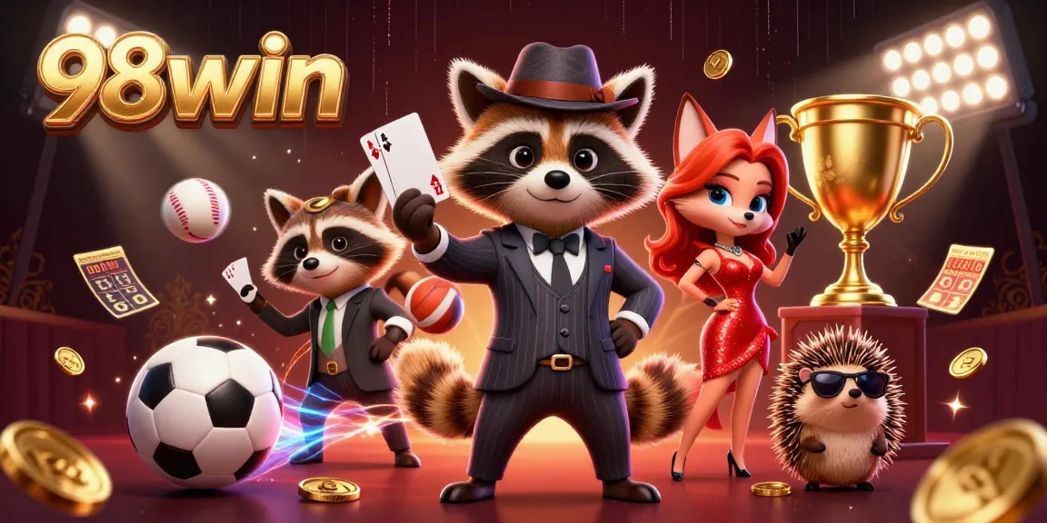 Experience winning strategies with 98win at this vibrant casino scene featuring dynamic characters.