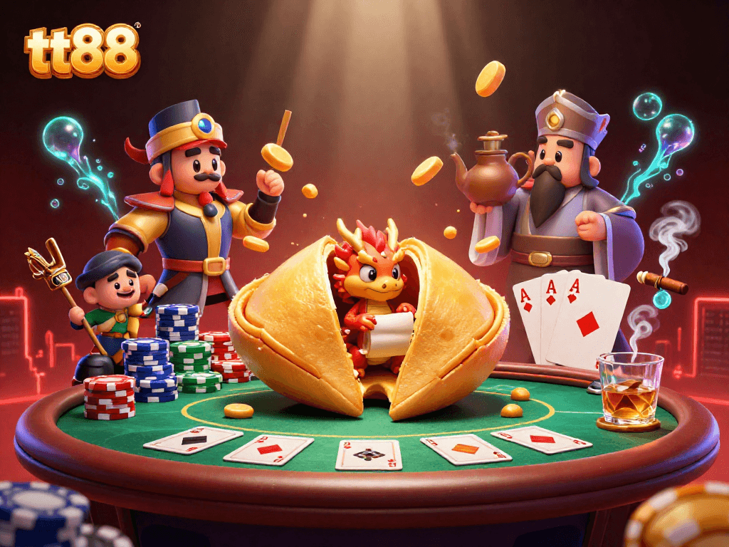 Experience thrilling gameplay at tt88, featuring a vibrant scene of fortune and poker action.