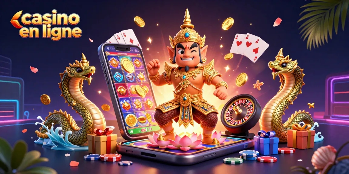Jouez sur un casino en ligne captivant avec des personnages 3D dans une scène riche en détails.