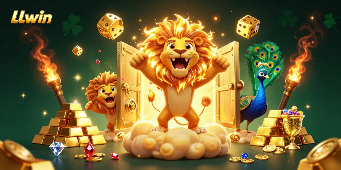 Experience the allure of LLwin with a vibrant scene featuring a roaring lion and golden elements.
