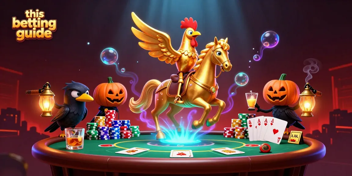 Experience this betting guide with energetic golden rooster characters in a vibrant casino scene.