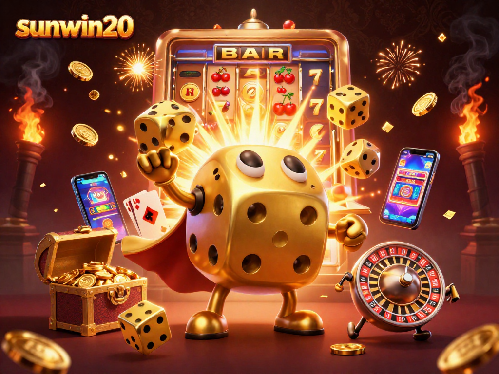 Experience exhilarating gameplay at sunwin20 with a vibrant scene filled with golden dice and jackpot elements.