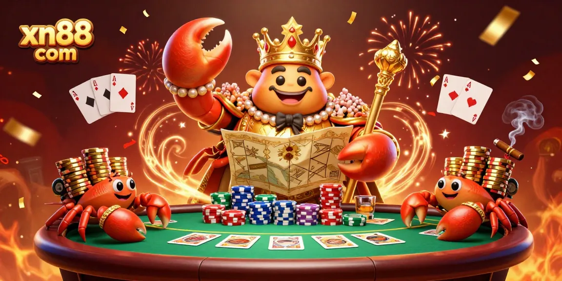 Play exciting games at xn88 com with a golden crab emperor ruling the casino scene