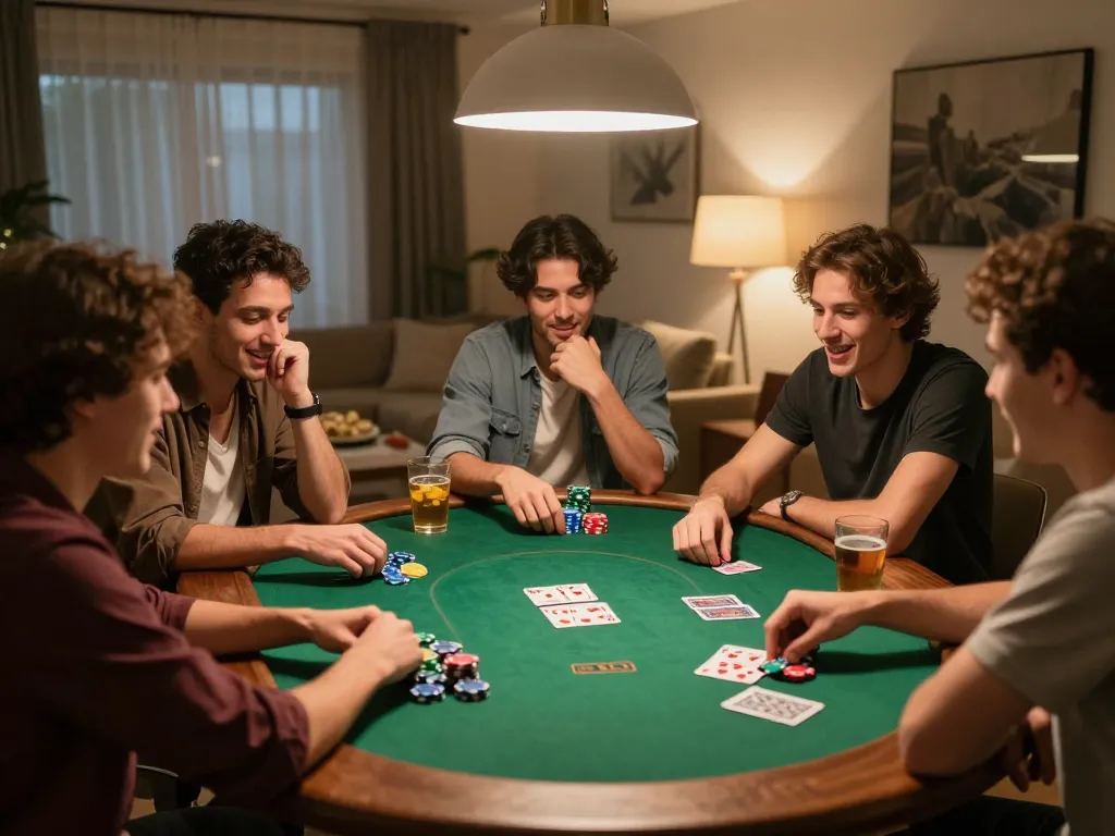 Engaging in trò chơi sc88 during a friendly poker night, players sharing strategies and celebrating wins.