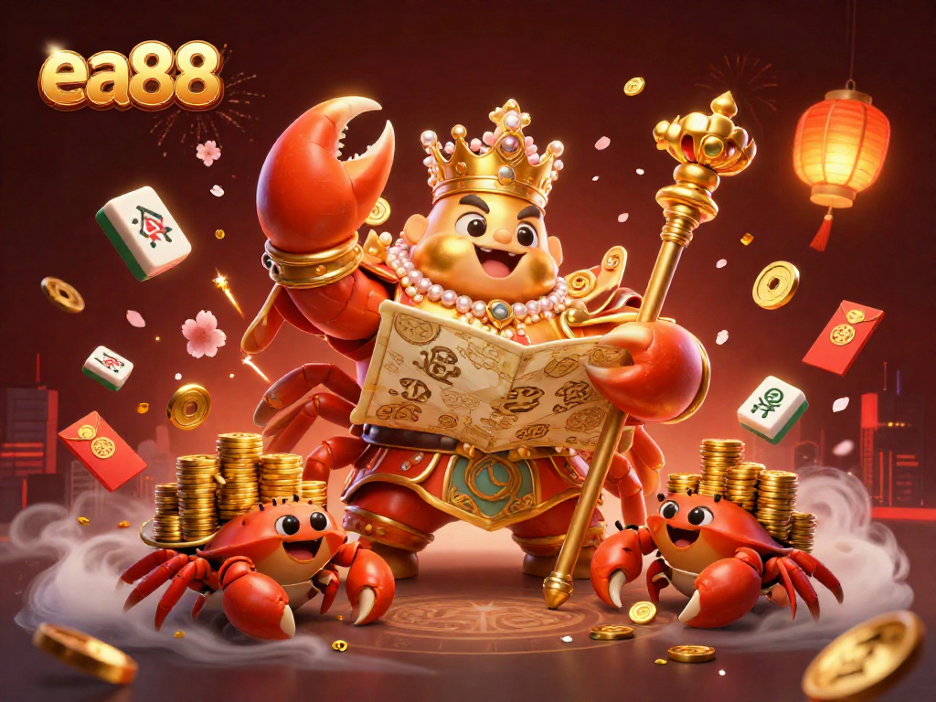 Experience dynamic gaming action at ea88 with a golden crab emperor in an immersive casino setting.