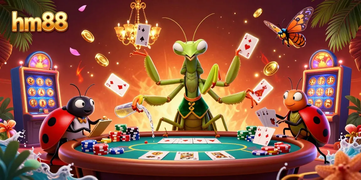 Experience thrilling gameplay at hm88 with a vibrant casino scene featuring a card sharp and exciting poker elements.
