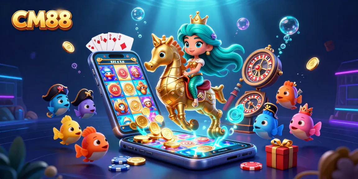 Engage in vibrant fun with CM88’s 3D mermaid princess and dynamic gambling scene.