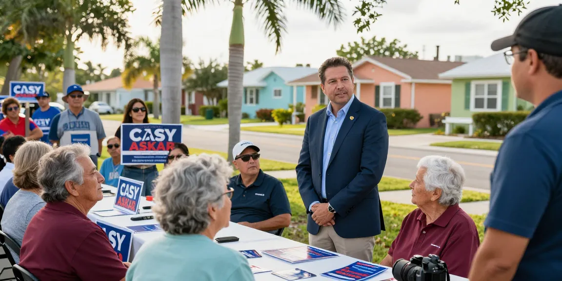 Casey Askar engaging with voters at a community event in Florida.