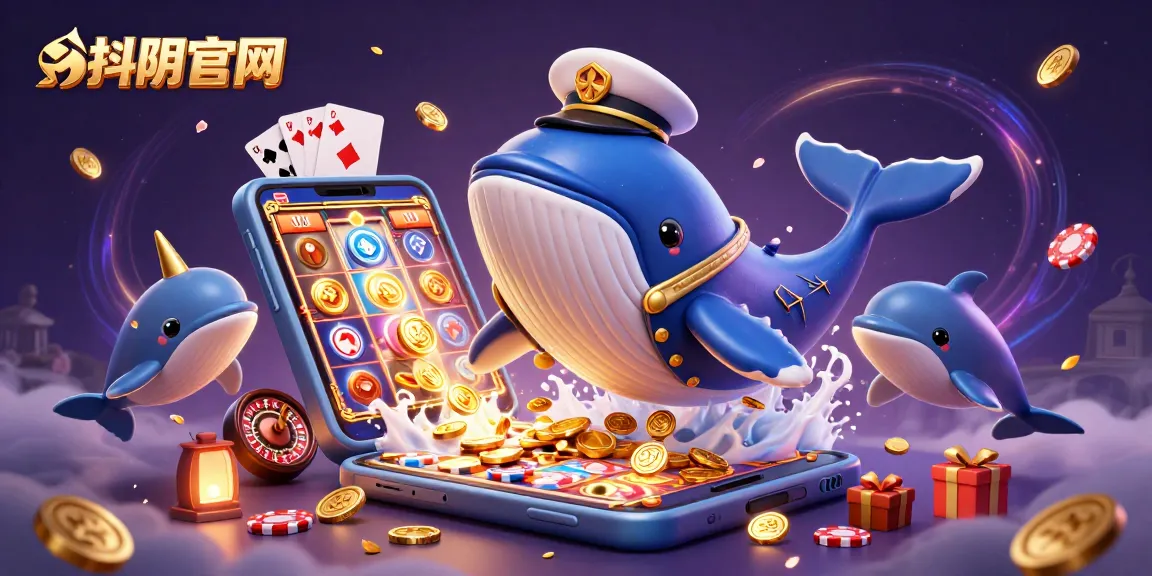 Engage with the high stakes of 抖阴官网 through thrilling 3D illustration featuring a whale and playful dolphins.