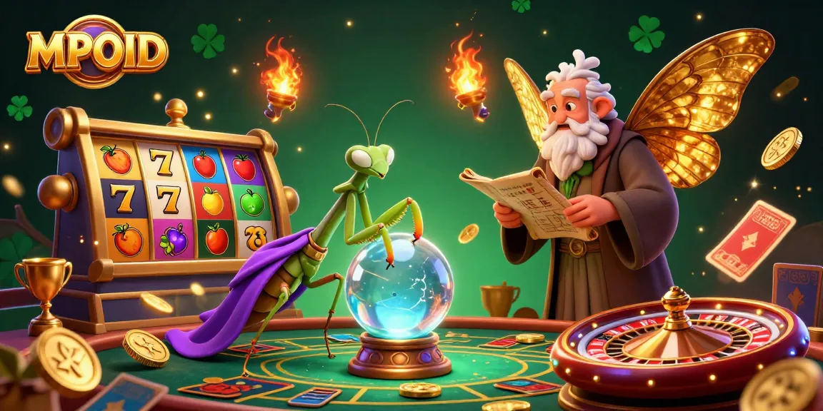 MPOID enhances your gaming with colorful slot reels and mystical fortune teller elements.