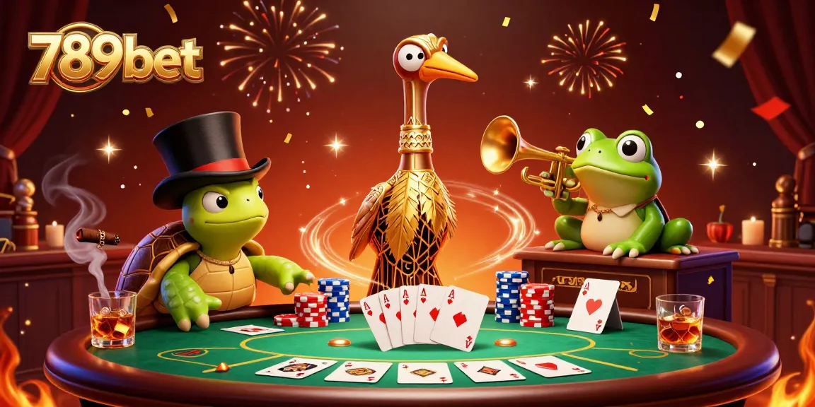 Experience the excitement of 789bet with a lively casino scene featuring poker elements and vibrant characters.