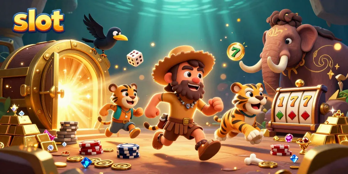 Experience incredible slot adventures with a duo of lively cavemen at a unique casino scene!