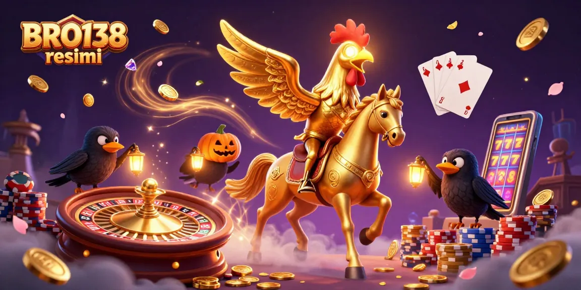 Spin the reels with BRO138 resmi in a vibrant casino scene featuring exciting game elements and characters.