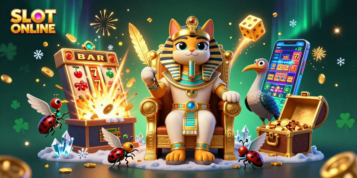 Experience thrilling SLOT ONLINE gameplay with dynamic scenes of winning moments and casino excitement.