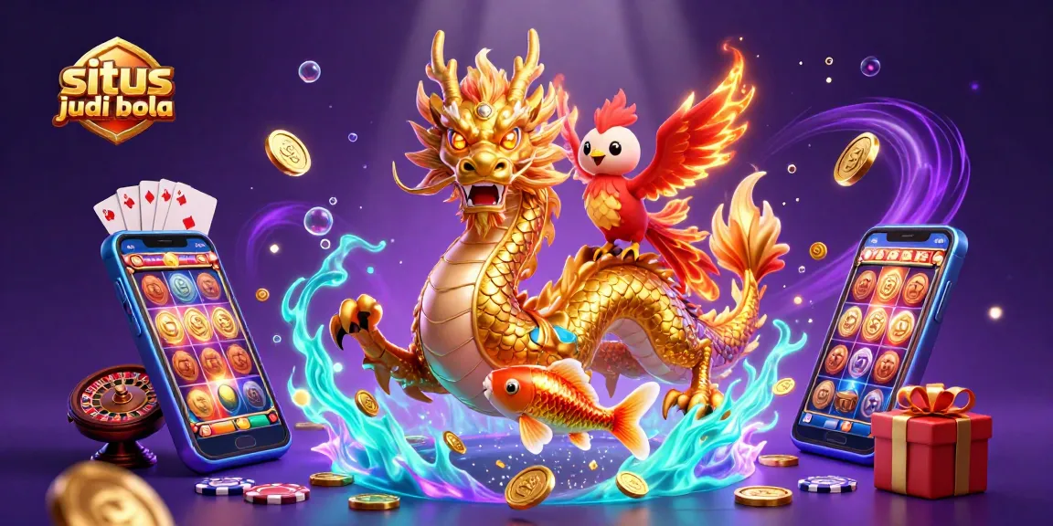Experience situs judi bola with thrilling gaming elements in a vibrant 3D illustration.