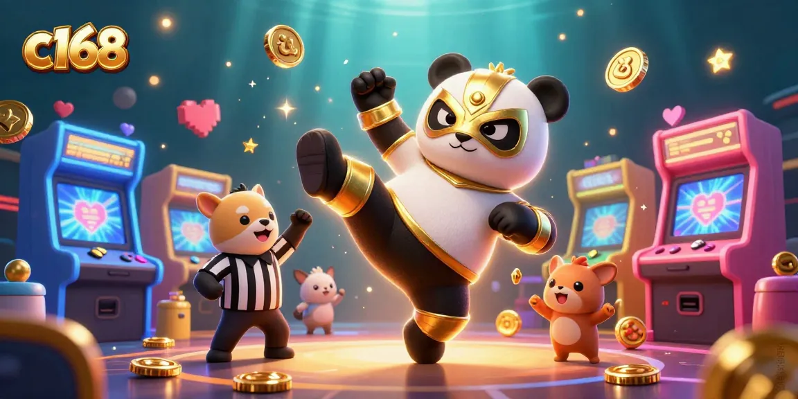 Experience thrilling wins at c168 with a vibrant casino-themed scene featuring action-packed characters.