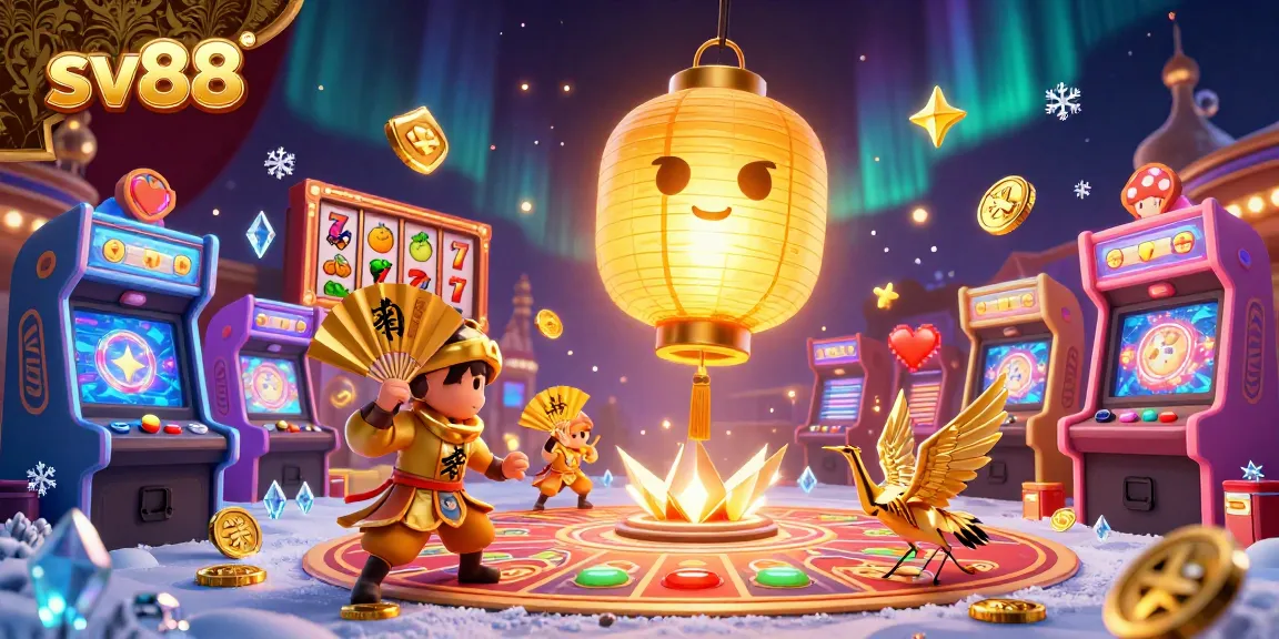 Experience thrilling gameplay at sv88 with dynamic slot machines and golden lanterns lighting the scene.