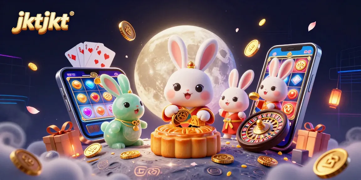 jktjkt memadukan desain kasino dengan kelinci bulan yang beraksi di permainan slot