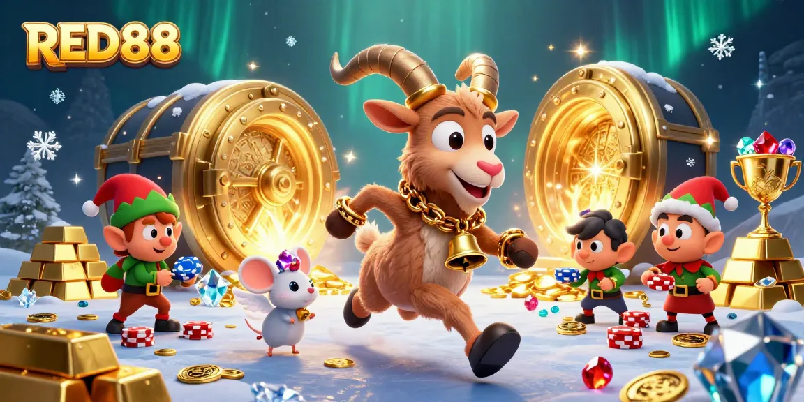 Experience thrilling casino magic at RED88 with a festive Krampus goat and elf gremlins.
