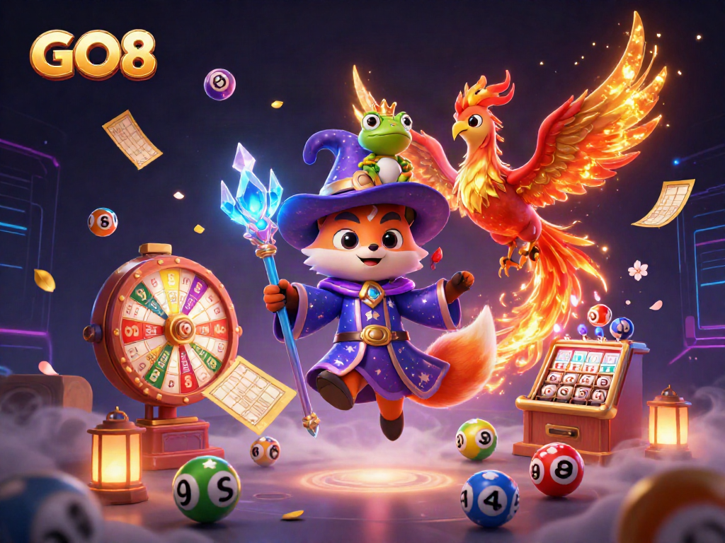 Experience thrilling gameplay with GO8's animated casino world featuring its whimsical characters and exciting elements.