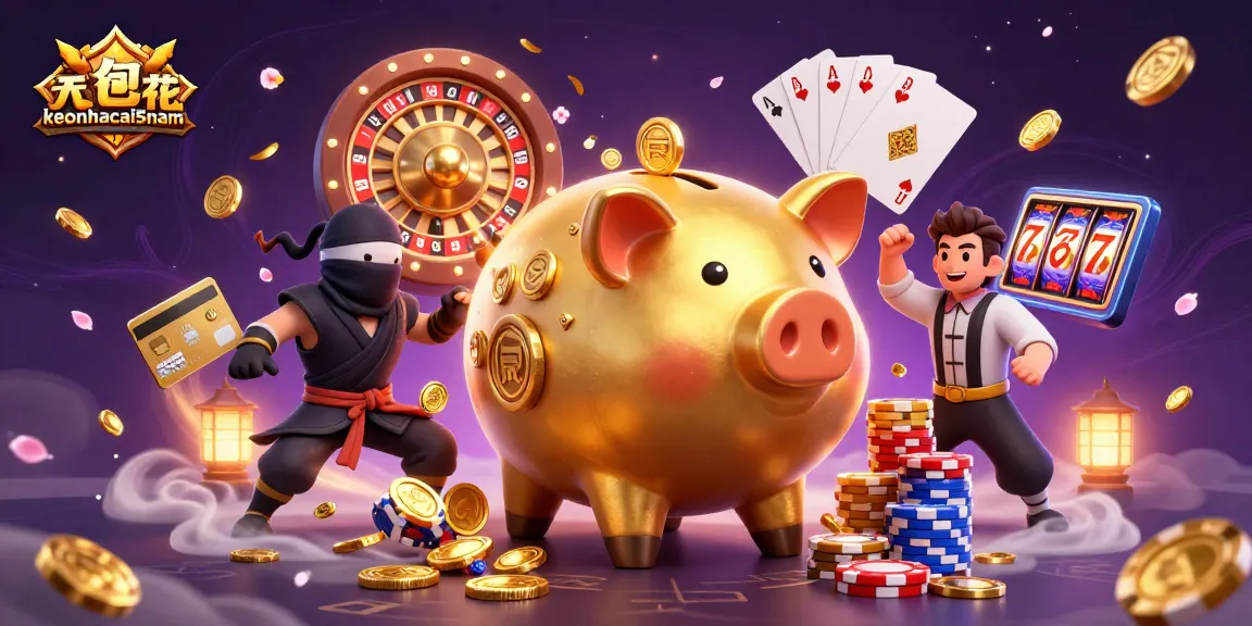 Experience excitement with keonhacai5nam as the golden piggy bank sumo wrestler and friends bring thrilling action to the casino scene.