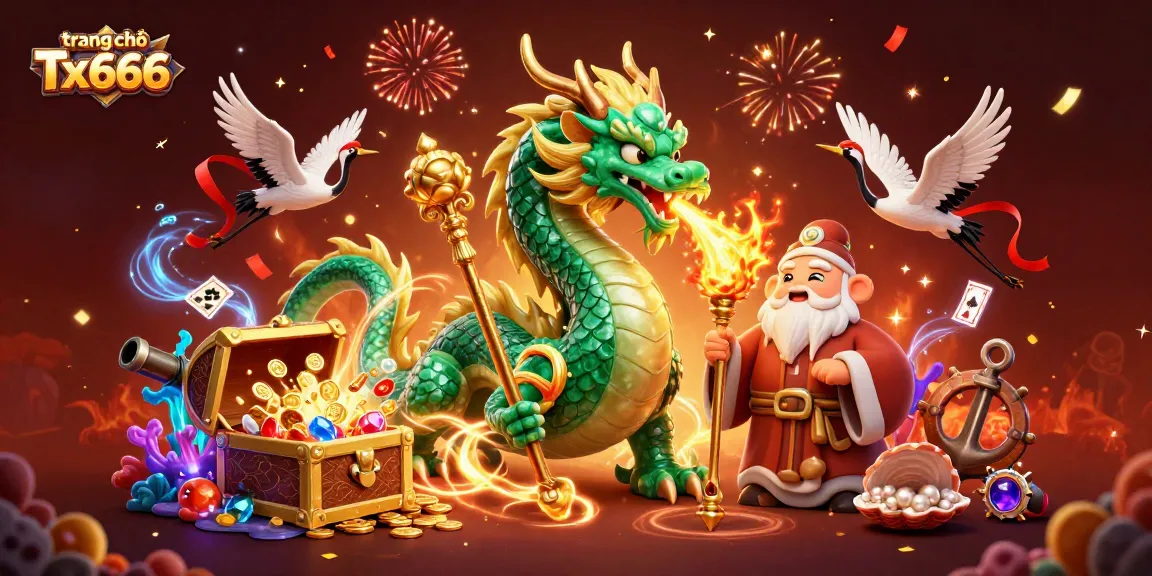 Win big at trang chủ Tx666 with a vibrant 3D joyful casino experience featuring a jade dragon.