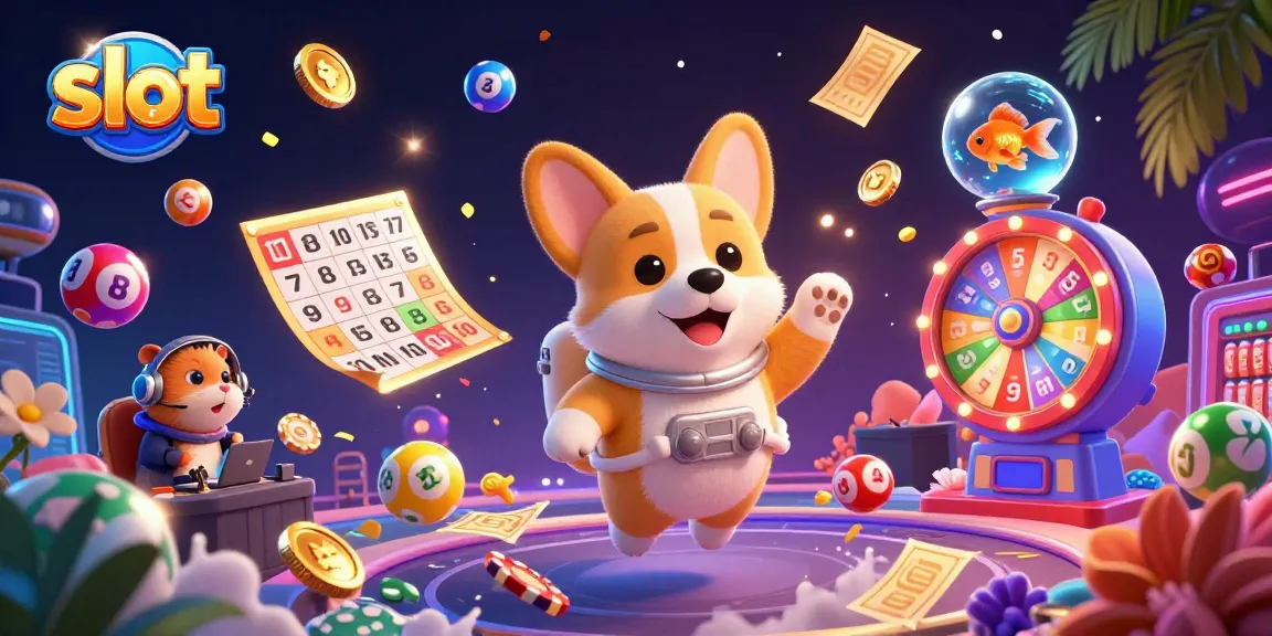 Slot yang menarik didominasi oleh karakter corgi astronot yang mengambang di kasino luar angkasa.