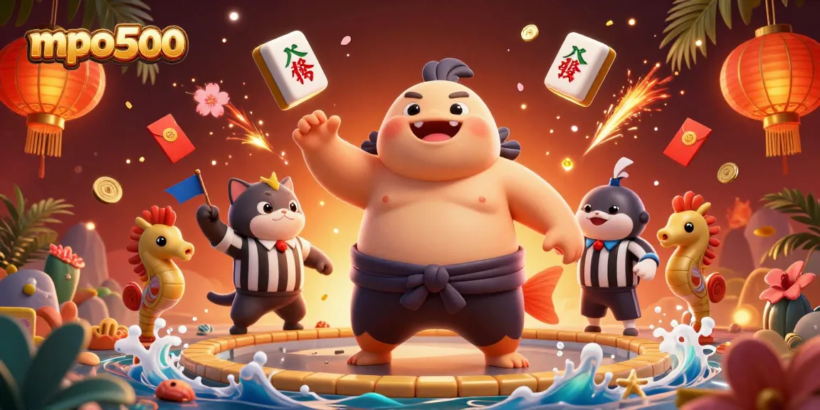 Engage with mpo500's playful underwater casino scene featuring vibrant characters and dynamic gambling elements.
