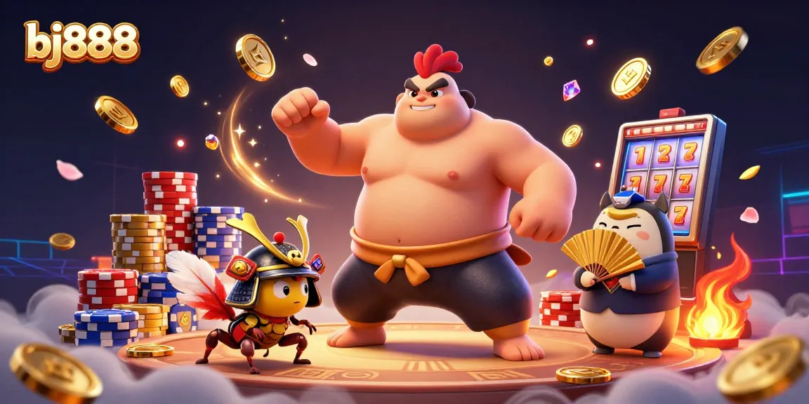 Experience thrilling cockfighting action with bj888 in this dynamic 3D illustration featuring vibrant characters.