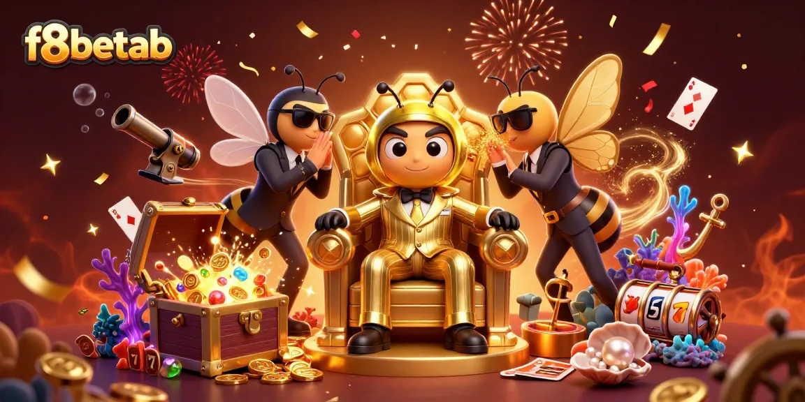 Engage in thrilling gameplay at f8betab with a vibrant casino scene featuring buzzing characters and rich rewards.