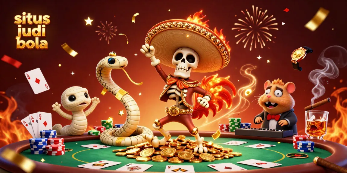 Win big at situs judi bola with colorful 3D casino celebration featuring unique characters and elements.