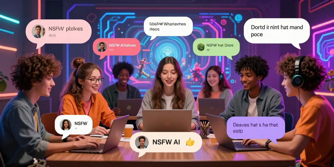 Vibrant digital environment showcasing nsfw ai chat avatars engaged in lively conversations.