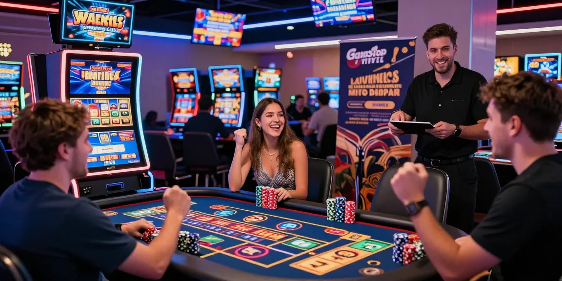 Players enjoying vibrant games at casinos not on GamStop with exciting promotions and dynamic lighting.