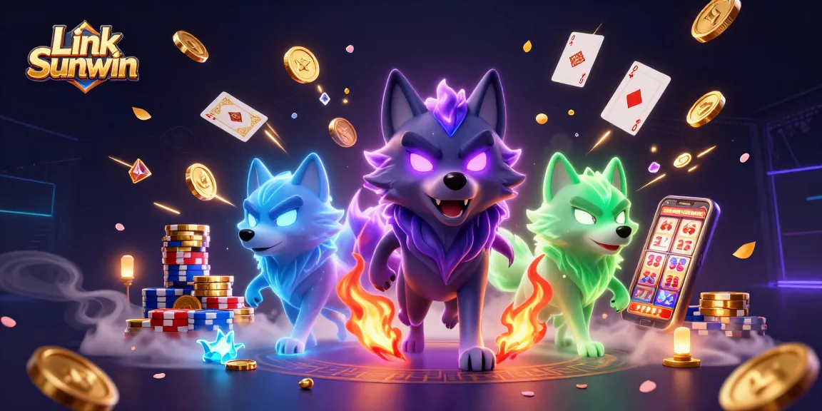 Spin and win with Link Sunwin in this 3D casino illustration filled with vibrant elements.