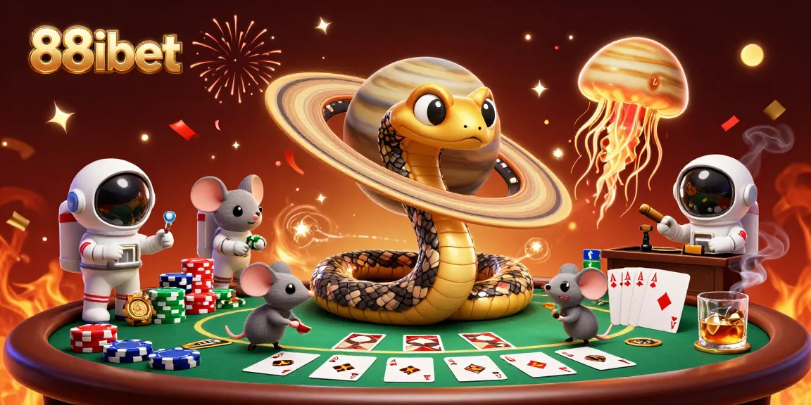 Watch tiny astronaut mice bet on 88ibet's roulette-like Saturn rings, with casino elements.