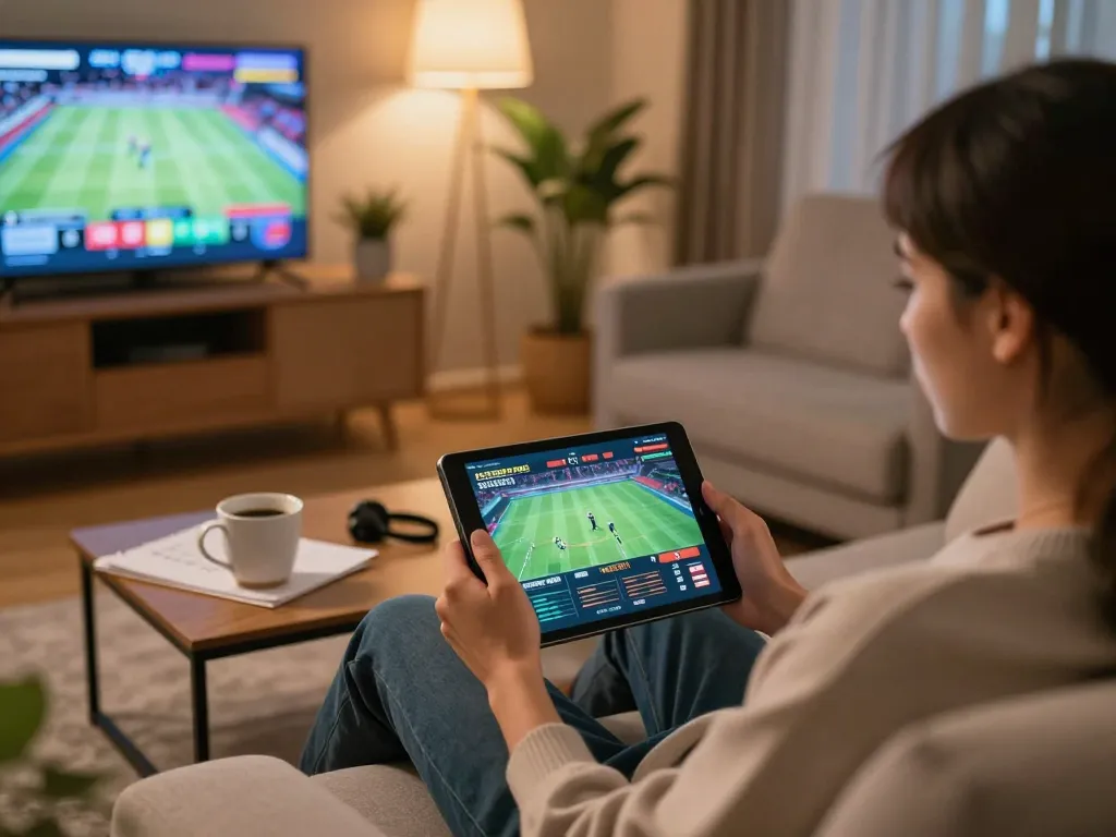 S'engager dans les paris en ligne avec virement instantané parions sport en ligne sur une tablette dans un cadre domestique chaleureux.