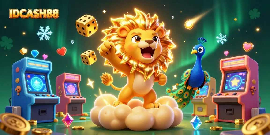 Experience thrilling gameplay at IDCASH88 with vibrant 3D visual elements and dynamic casino aesthetics.