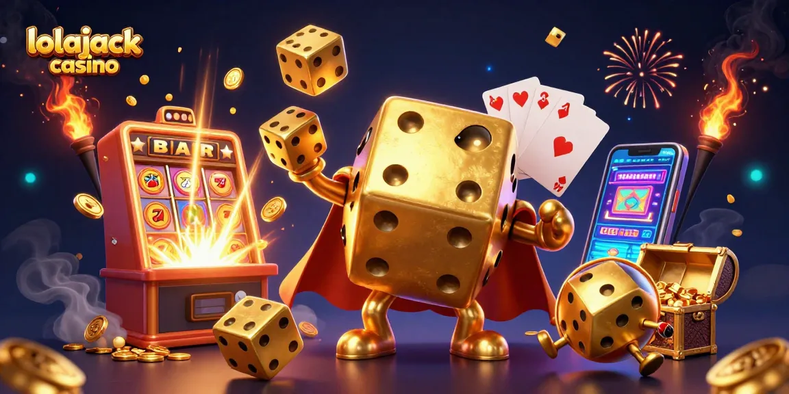 Engage in thrilling gameplay at lolajack casino with vibrant golden characters and dynamic casino elements.