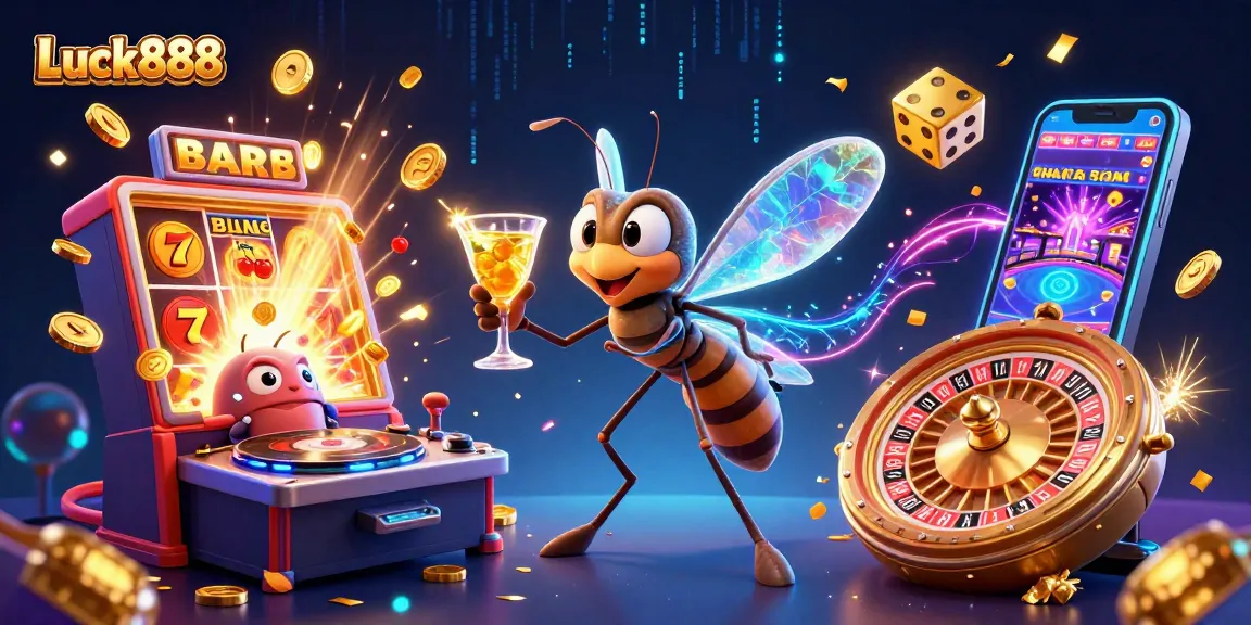 Play exciting games with Luck888 amid vibrant casino elements.