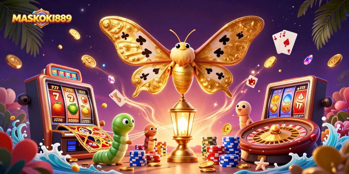 Engage in exhilarating gaming adventures with MASKOKI889's slots featuring golden reels and vibrant jackpots.