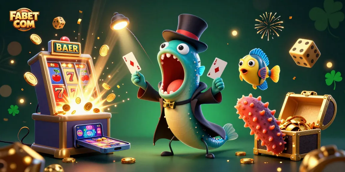 Experience thrilling card tricks and jackpots with FABET COM in a vibrant 3D casino scene.