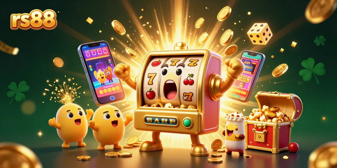 Experience the thrill of winning at rs88 with an exciting 3D slot machine scene, bursting with coins and casino elements.
