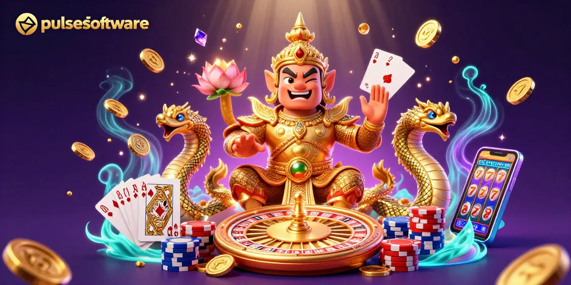Experience gaming excitement at pulsesoftware with our vibrant casino-themed 3D illustration.