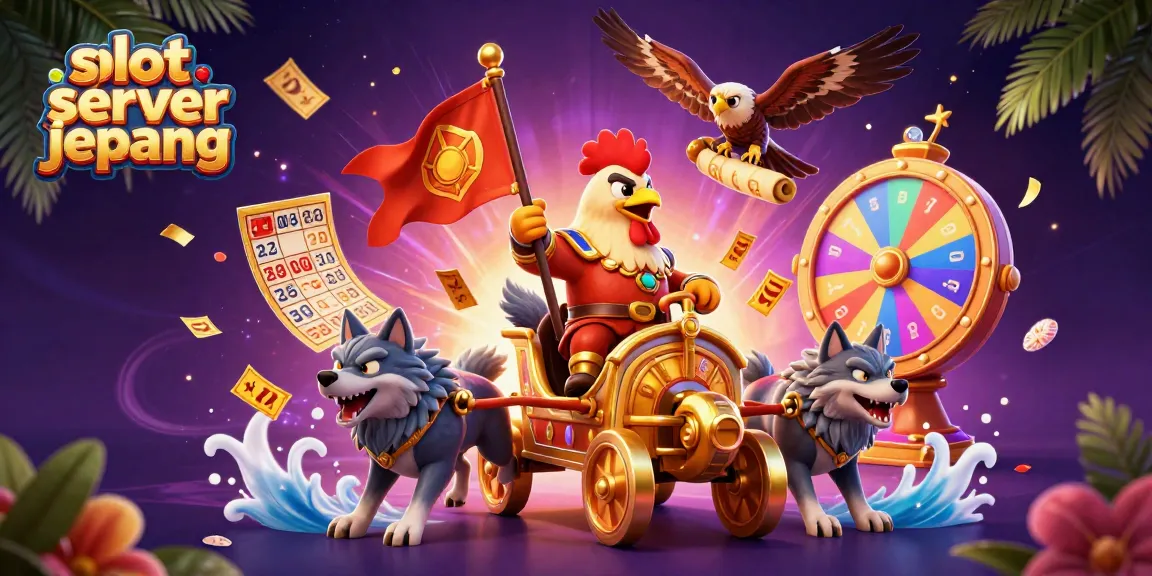Experience thrilling wins with slot server jepang, featuring dynamic gaming elements in a vibrant illustration.